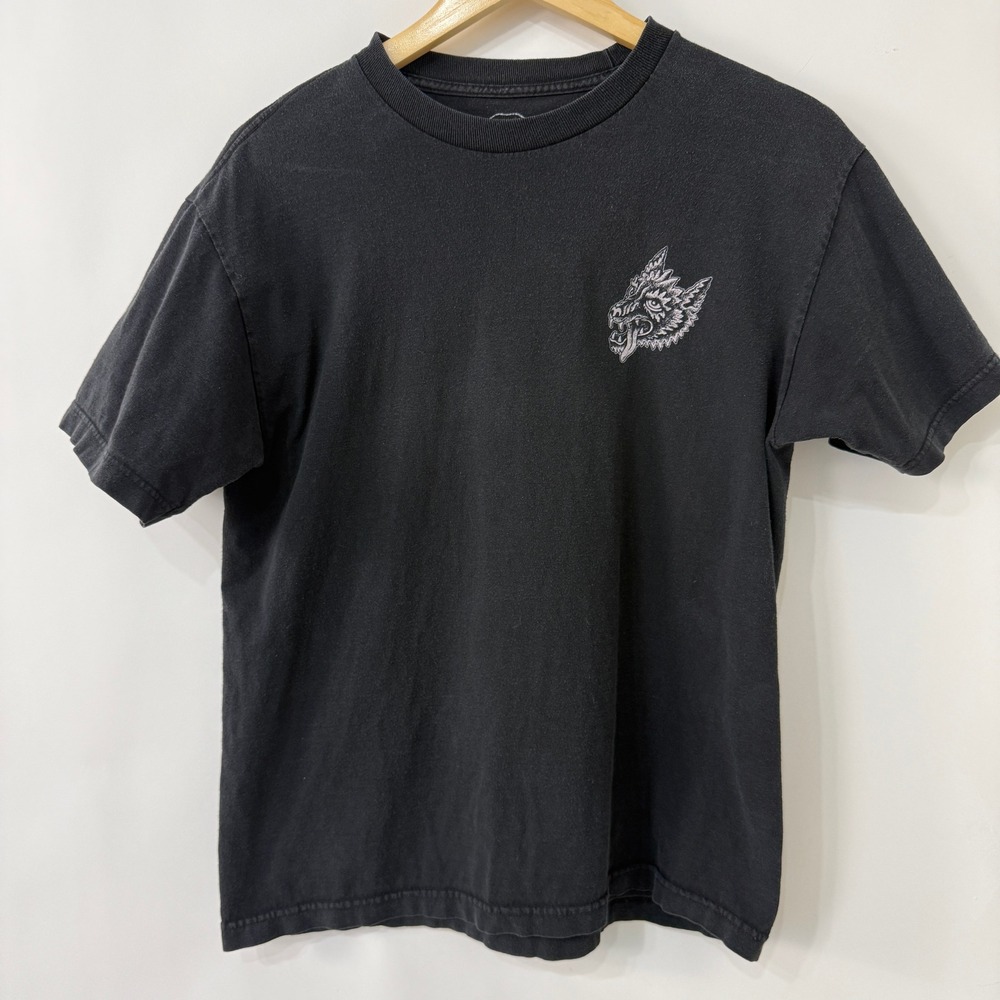Sketchy Tank Wolf Graphic T Shirt Mens Medium‎ Faded Black Skater Goth Grunge